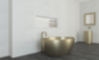 Modern bathroom including bath and sink. 3D rendering.. Abstract blur phototography.