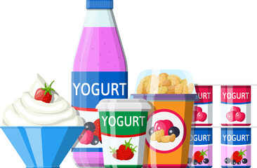 Yogurt or milky dessert set.