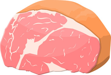 Slice of steak, fresh meat. Uncooked pork chop.