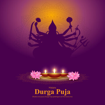 Vector illustration of Happy Durga Puja Subh Navratri