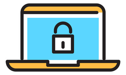 Lock sign on laptop screen. Closed access to personal data concept