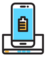 Smarthone with battery sign on station. Wireless charging concept