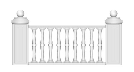 White stone or marble balustrades with pillars, columns, balusters and handrails - obrazy, fototapety, plakaty