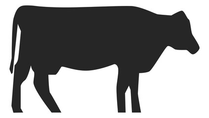 Cow black silhouette. Fram cattle animal icon