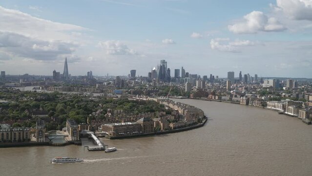 London Skyline Panorama with View of City, Shard, River Thames