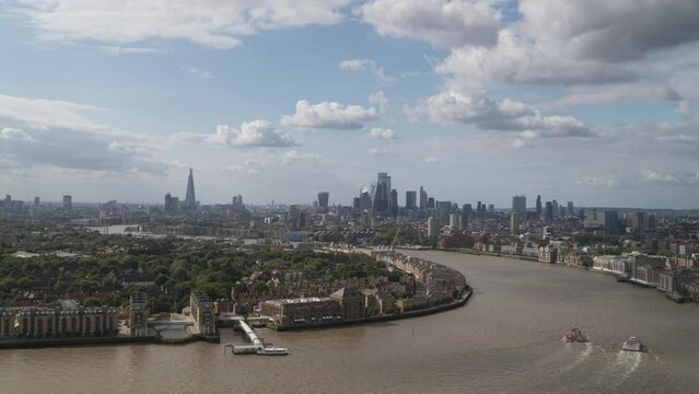 London Skyline Panorama with View of City, Shard, River Thames