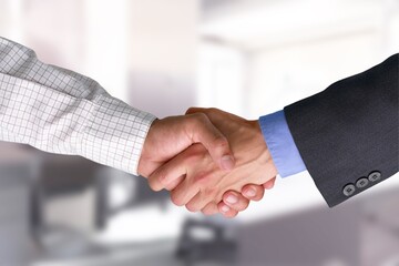 Business person shaking hands after meeting in office