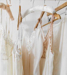 Fototapeta na wymiar vintage silk lingerie on a hanger