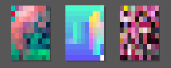 Mosaic pattern backgrounds template set. . Smooth templates collection for brochures, posters, banners, flyers and cards. Vector illustration