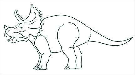 triceratops Dinosaur. Illustration in black and white style. The contour line. Vector for coloring.