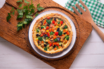 Puff pastry pie with vegetables. vegan recipe.