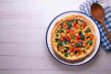 Puff pastry pie with vegetables. vegan recipe.