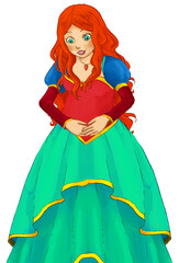 cartoon scene with princess queen isolated illustration for children