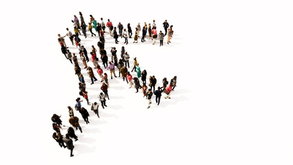 Concept or conceptual large community of people forming the image of a basketball player on white background.  A 3d illustration metaphor for sport, competition, training, relaxation, family and fun