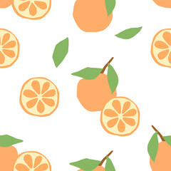Abstract seamless pattern orange fruits in flat style. Vector wallpaper on a white background. Perfect for textiles or surface design
