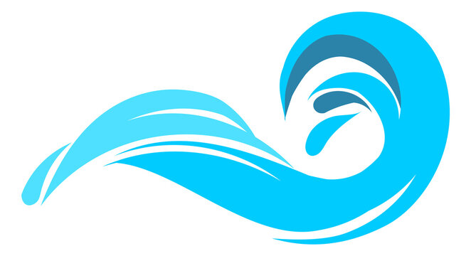 Blue wave logo. Water swirl. Ocean flow symbol