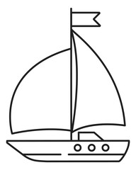 Ship icon. Sailing boat in outline style. Marine symbol