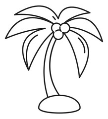 Palm line icon. Tropical island tree with coconuts