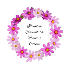 Isolated Calendula Botanical Flowers Circle Frame Perfect Material for Invitation Greeting Poster Banner Wallpaper Design With Free Text Space Organic Look
