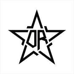 DR Logo monogram with star shape slice design template