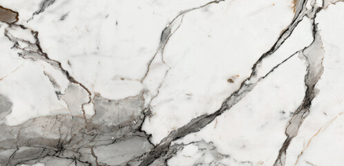 White polished finish italian statuario marble slab with thin streaks, white satvario calacatta panoramic marbling for flooring, wall cladding, ceramic tile, wallpaper, banner, website and print ads.