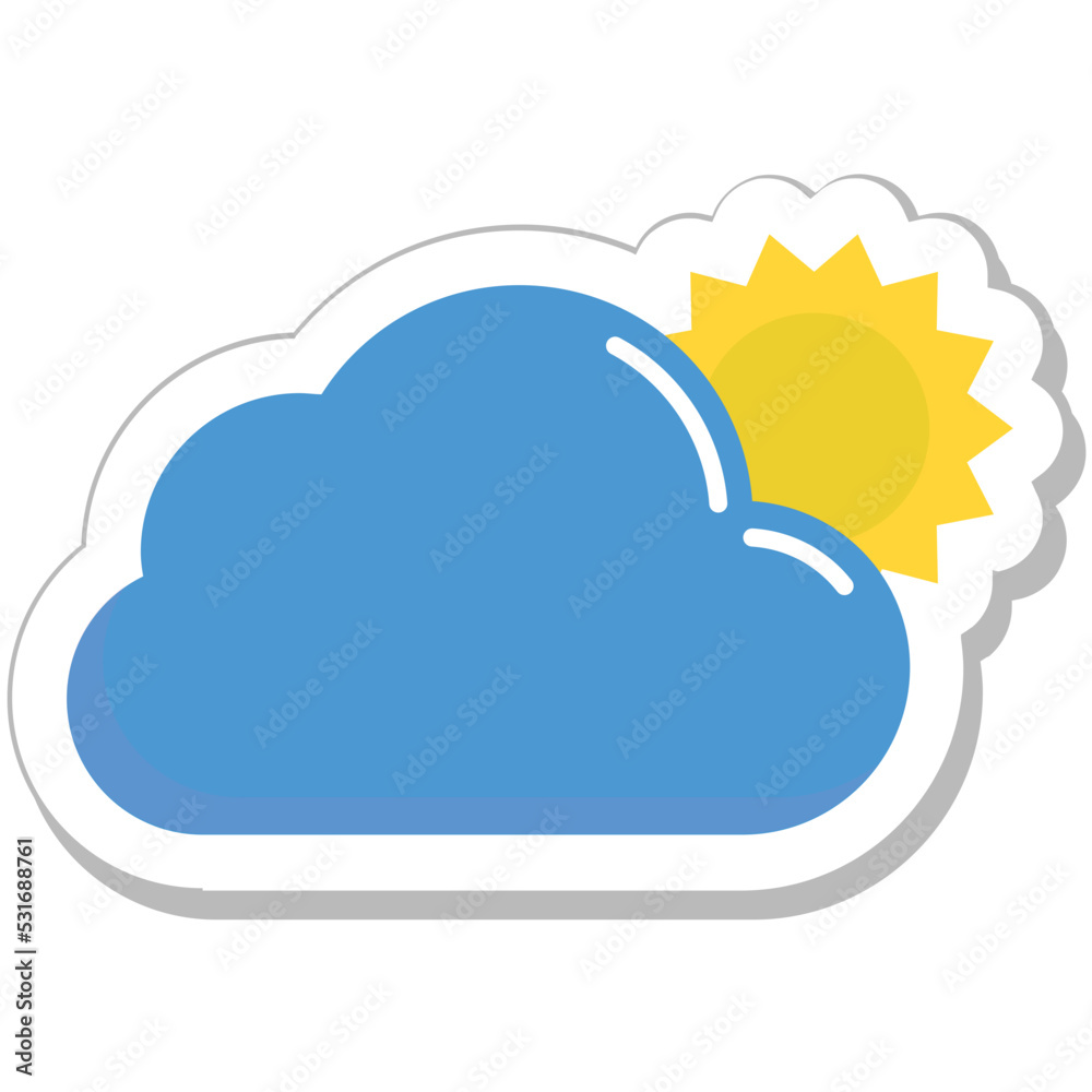 Sticker sunny day colored vector icon