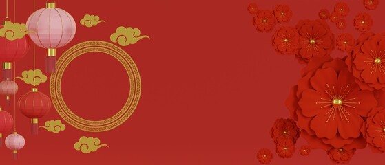 3D rendering beautiful Chainese New year card design