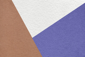 Fototapeta premium Texture of craft white, blue and brown shade color paper background, macro. Vintage abstract very peri cardboard