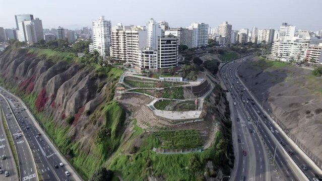 Bicentennial Park in the municipality of Miraflores overlooking the Costa Verde in Lima, Peru.
