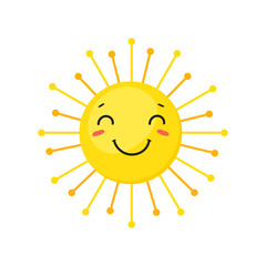 Smiling Sun. Happiness fun sphere, orange energy, png design
