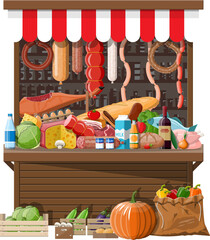 Market store interior with goods.