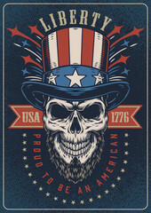 US skull colorful vintage flyer