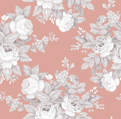 Watercolor seamless pattern with rose flowers. Perfect for wallpaper, fabric design, wrapping paper, surface textures, digital paper.