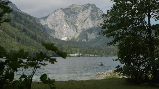 beautiful alpine mountain view and lake at Langbathsee in Upper Austria
