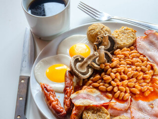 fried eggs with bacon