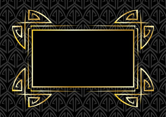 Frame with Art Deco ornament. Abstract element in vintage retro style.