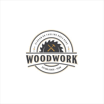 Woodwork Logo Design Vector Image