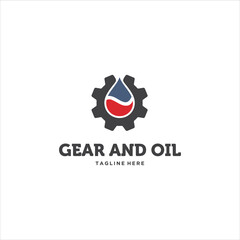 Gear and Oil Logo Design Vector Image