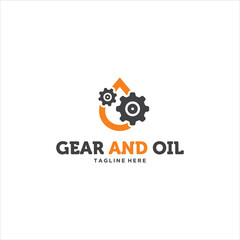 Gear and Oil Logo Design Vector Image