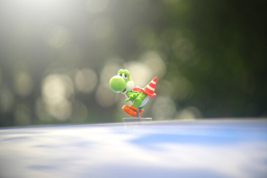 Chiang Mai, Thailand - September 19, 2022 :Yoshi Figure Toy Character Form Super Mario Video Game