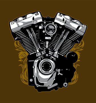 V Twin Engine Vector Template