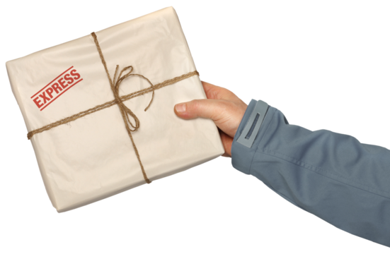 Mail express delivery hand isolated