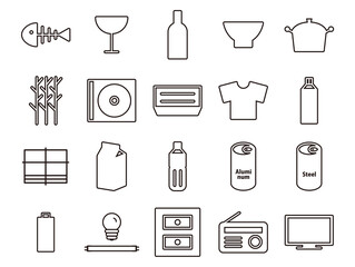 リサイクルイラストのセットA_アウトライン