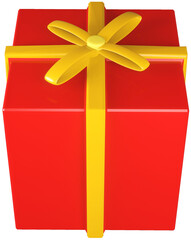 3D model of a wrapped gift with a bow on transparent background