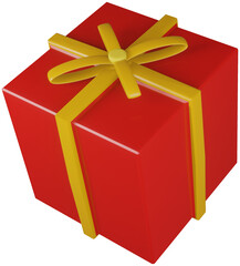 3D model of a wrapped gift with a bow on transparent background