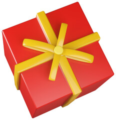 3D model of a wrapped gift with a bow on transparent background