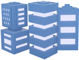 Fototapeta premium 3d model multi story buildings street city on transparent background