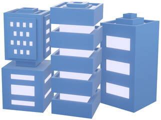 Fototapeta premium 3d model multi story buildings street city on transparent background