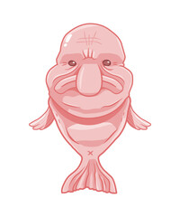 ugly sad fish - blob blobfish - cartoon