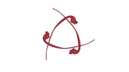 Isolated red semi-transparent ribbon abstract design element